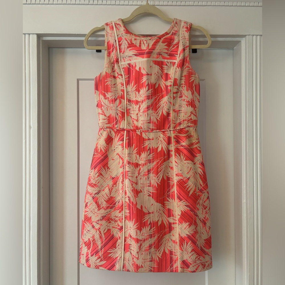 J. Crew Coral and Cream Patterned Dress